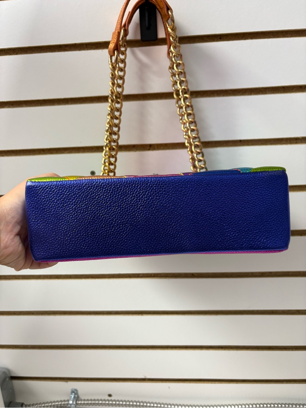 Kurt Geiger London Metallic Rainbow Quilted Leather Kensington Shoulder Bag - Picture 3 of 7